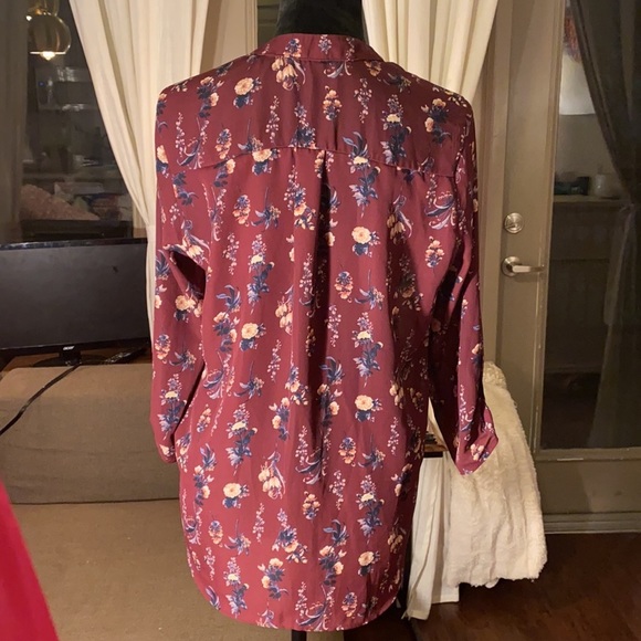 Alice Blue plum & navy floral women’s shirt Medium​ - Picture 5 of 10